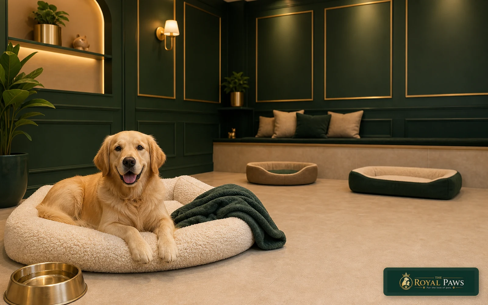 Comfortable dog boarding room at The Royal Paws in Bathinda