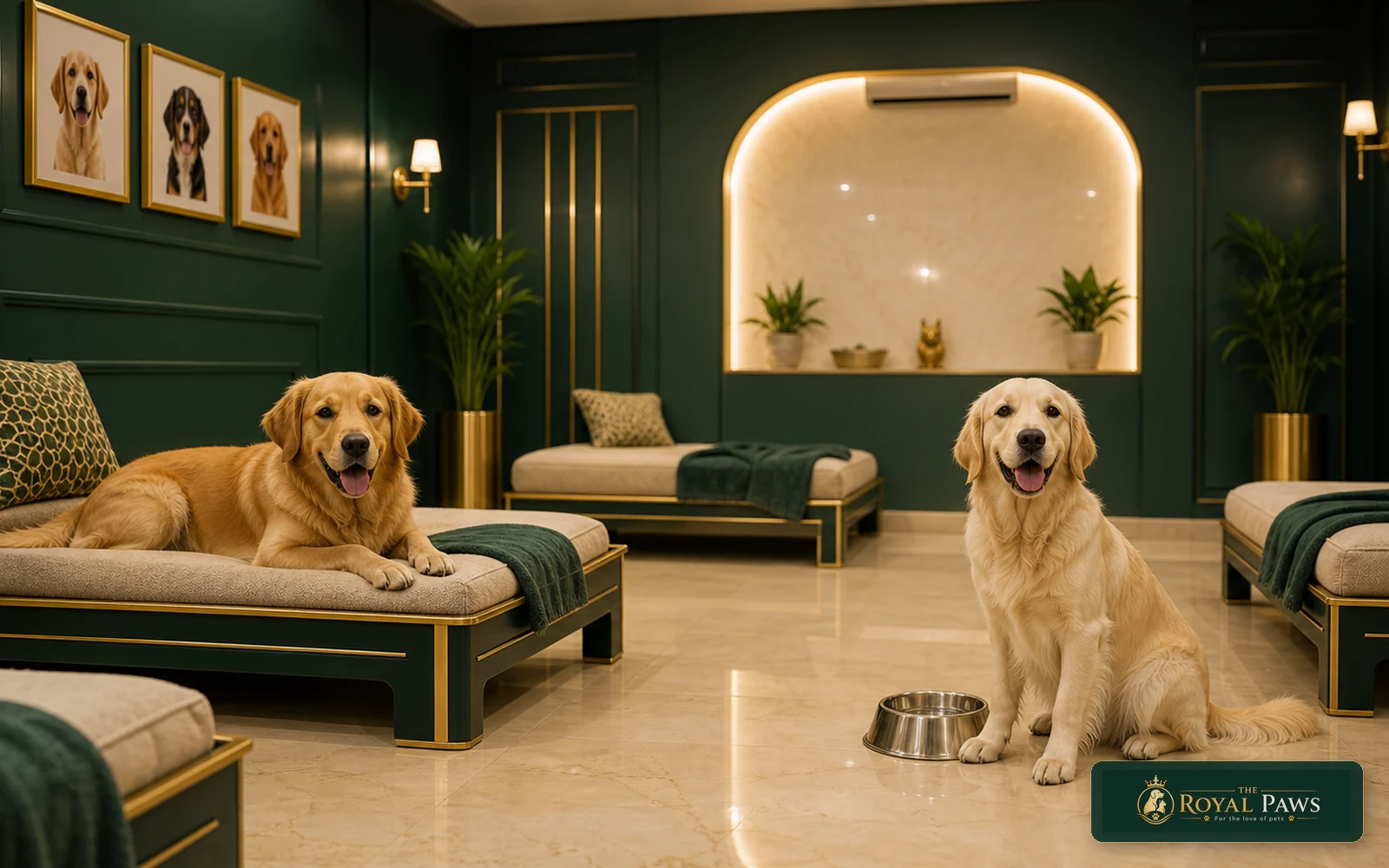 Comfortable dog boarding room for dogs at The Royal Paws in Bathinda