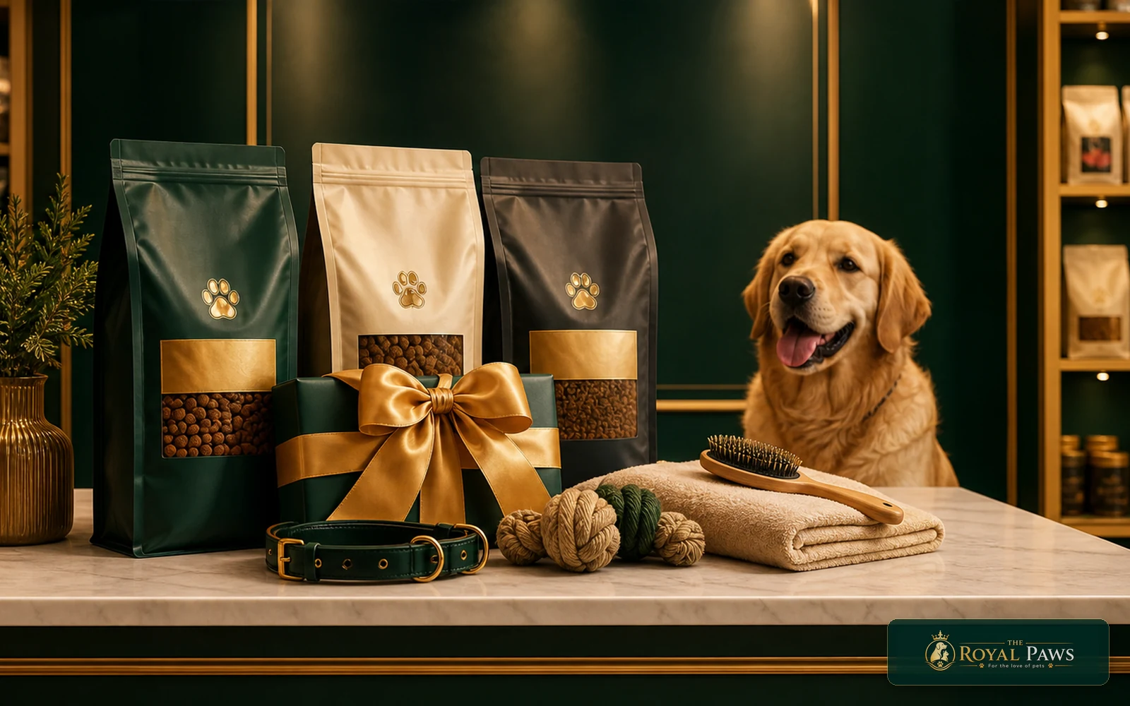 Premium pet food and accessory offer display at The Royal Paws in Bathinda
